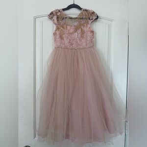 A nice tulle pink dress with floral design
